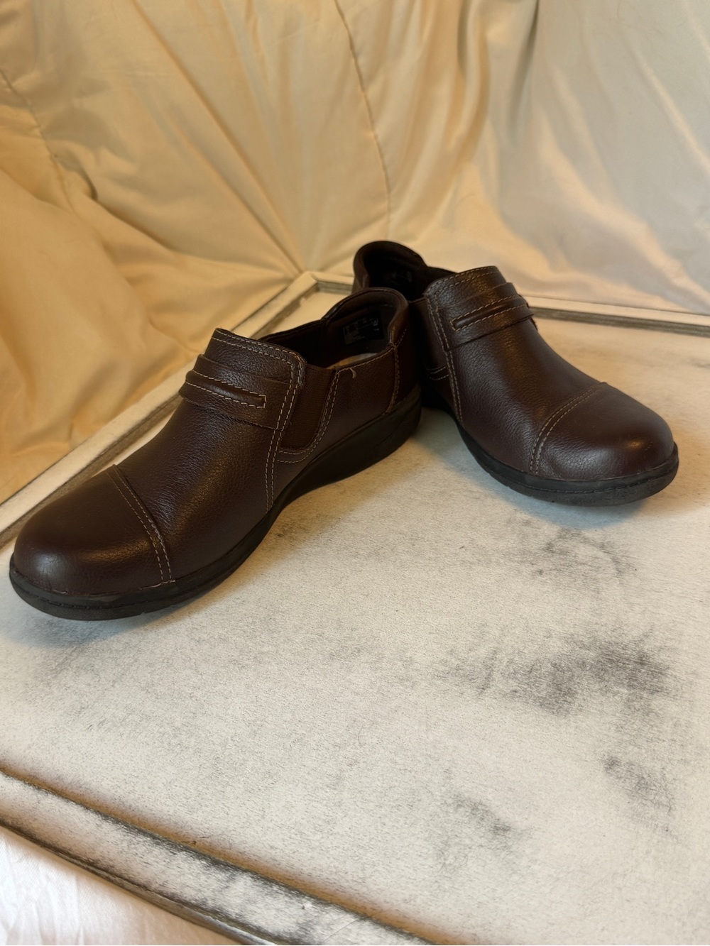Clarks Dark Brown Slip-On Leather Loafers - Picture 2 of 8